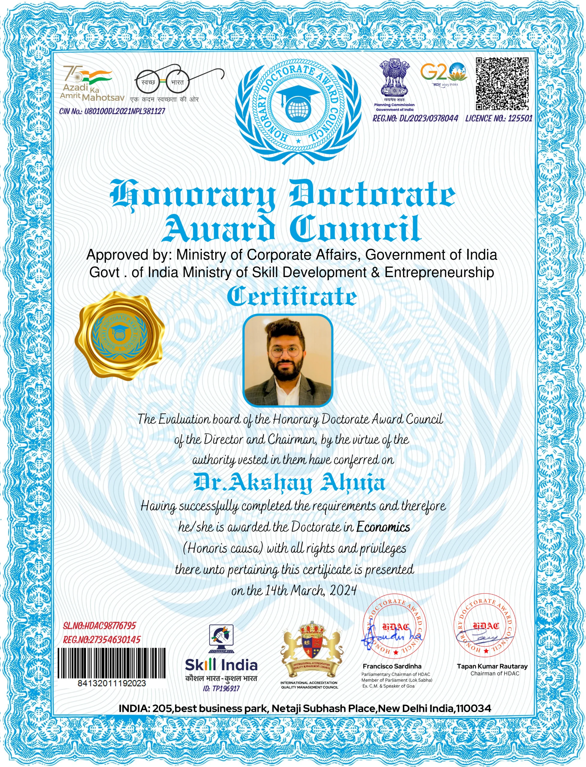 Honorary Doctorate Award Council