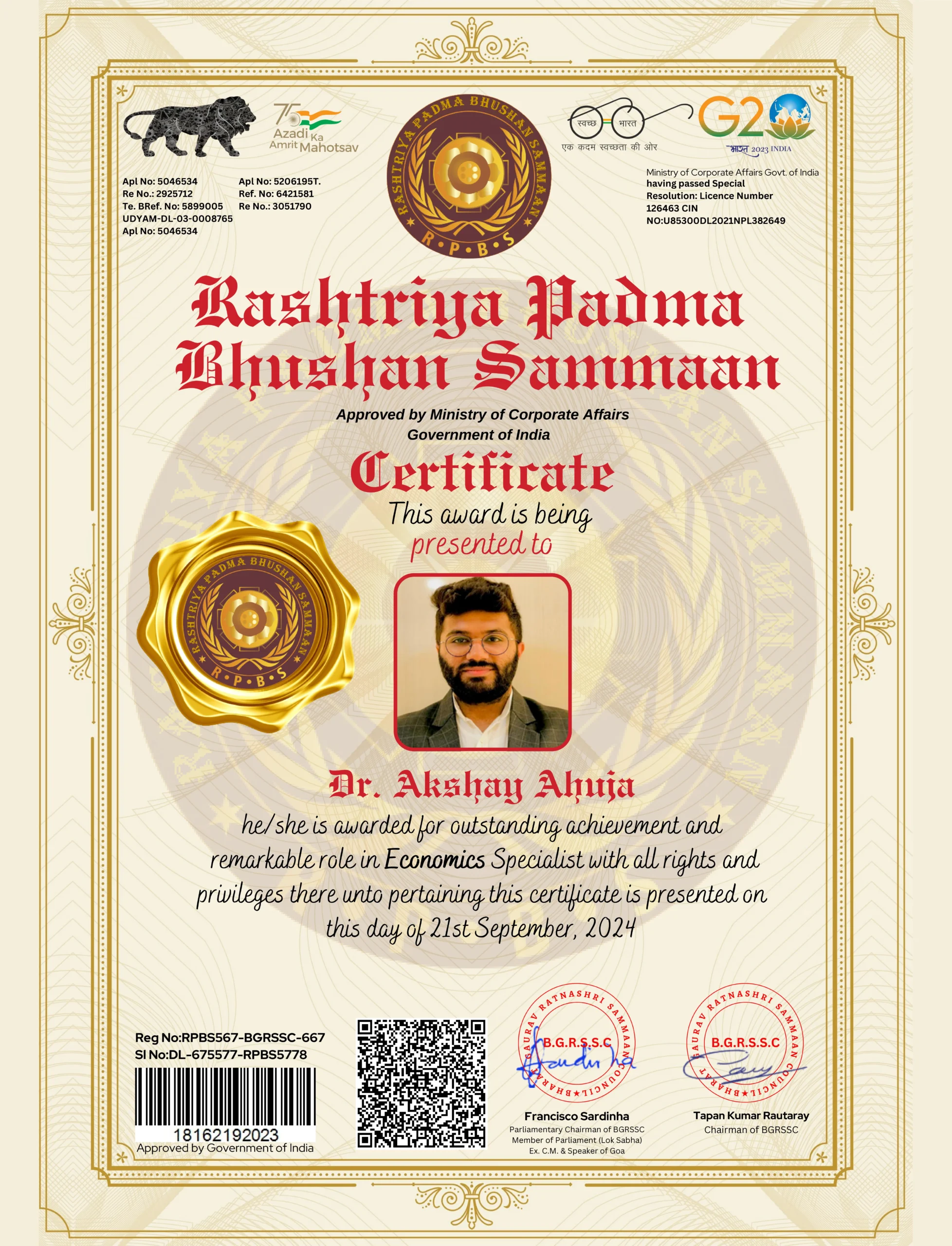 Bharat Gaurav Ratna Shri Sammaan Award